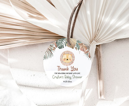 Boho Lion Baby Shower Thank you 2"x2"  Tag | Editable safari Gift Tag - 35L