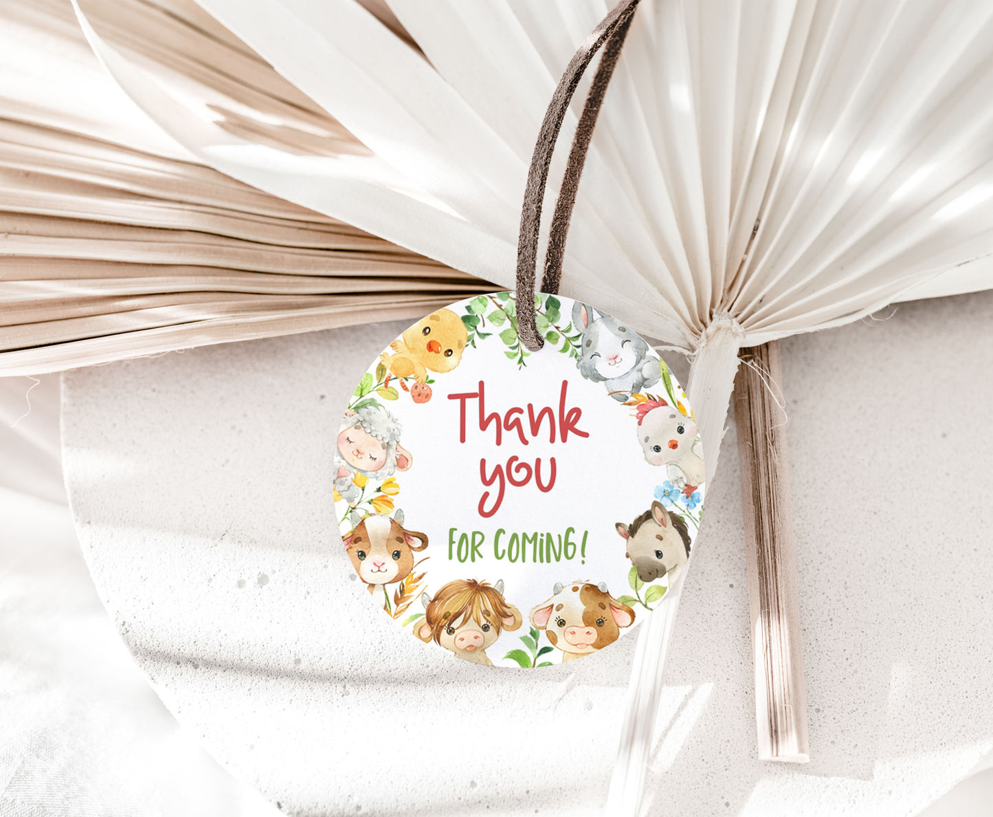 Farm Thank You Tags 2"x2" | Farm Animals Party Decorations - 11d