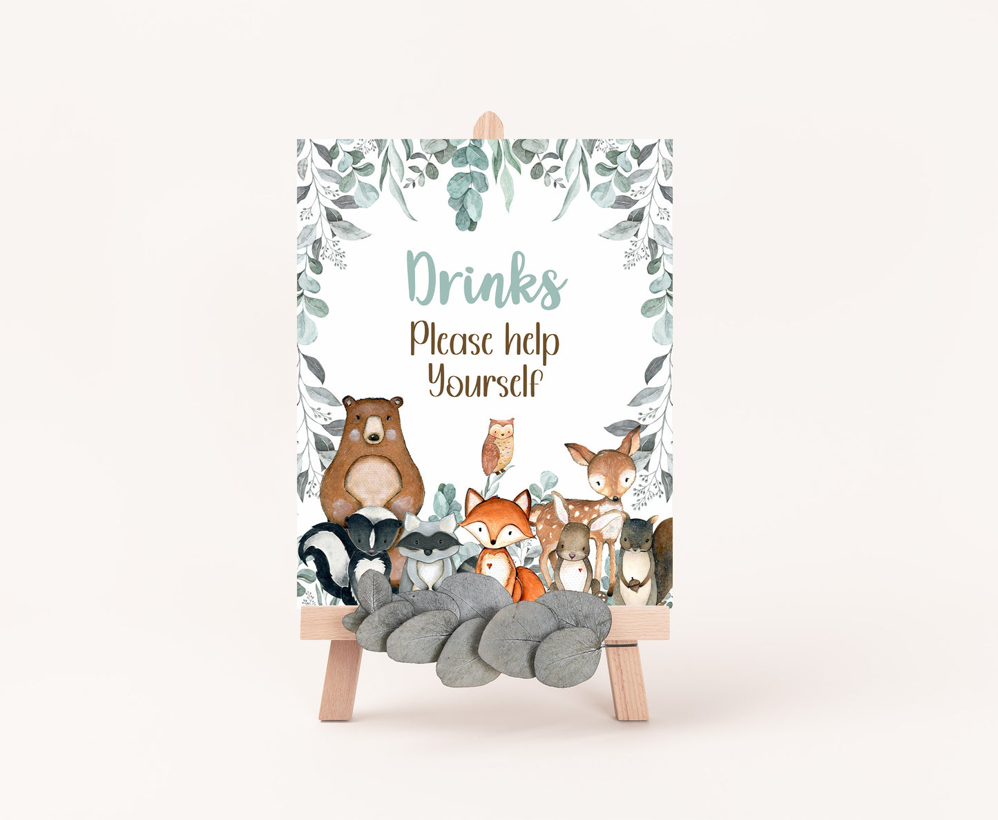 Woodland Drinks Sign | Forest Themed Party Table Decorations - 47J1