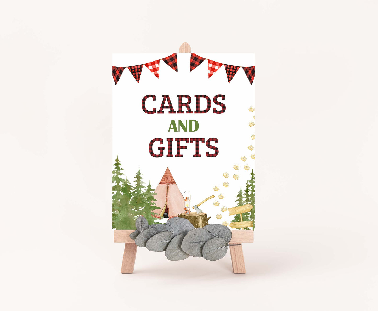 Lumberjack Cards and Gift Sign | Lumberjack Themed Party Table Decorations -19A