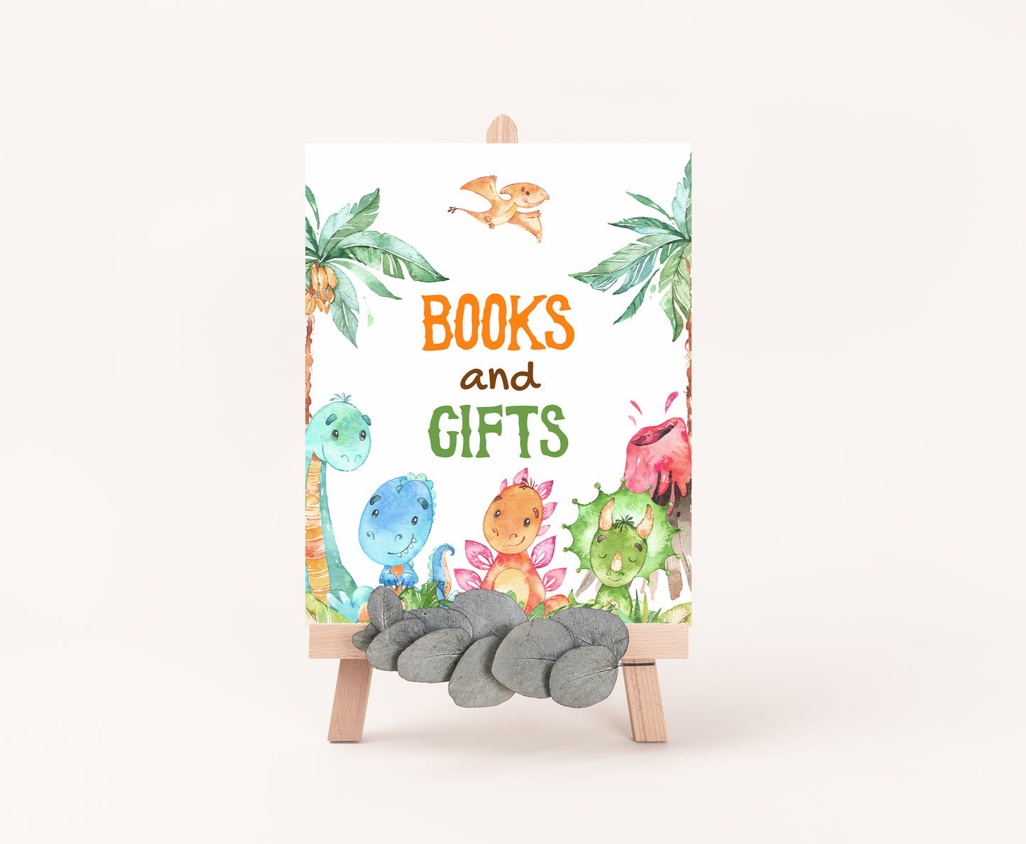 Dinosaur Books and Gifts Sign | Dinosaur Themed Party Table Decorations - 08A