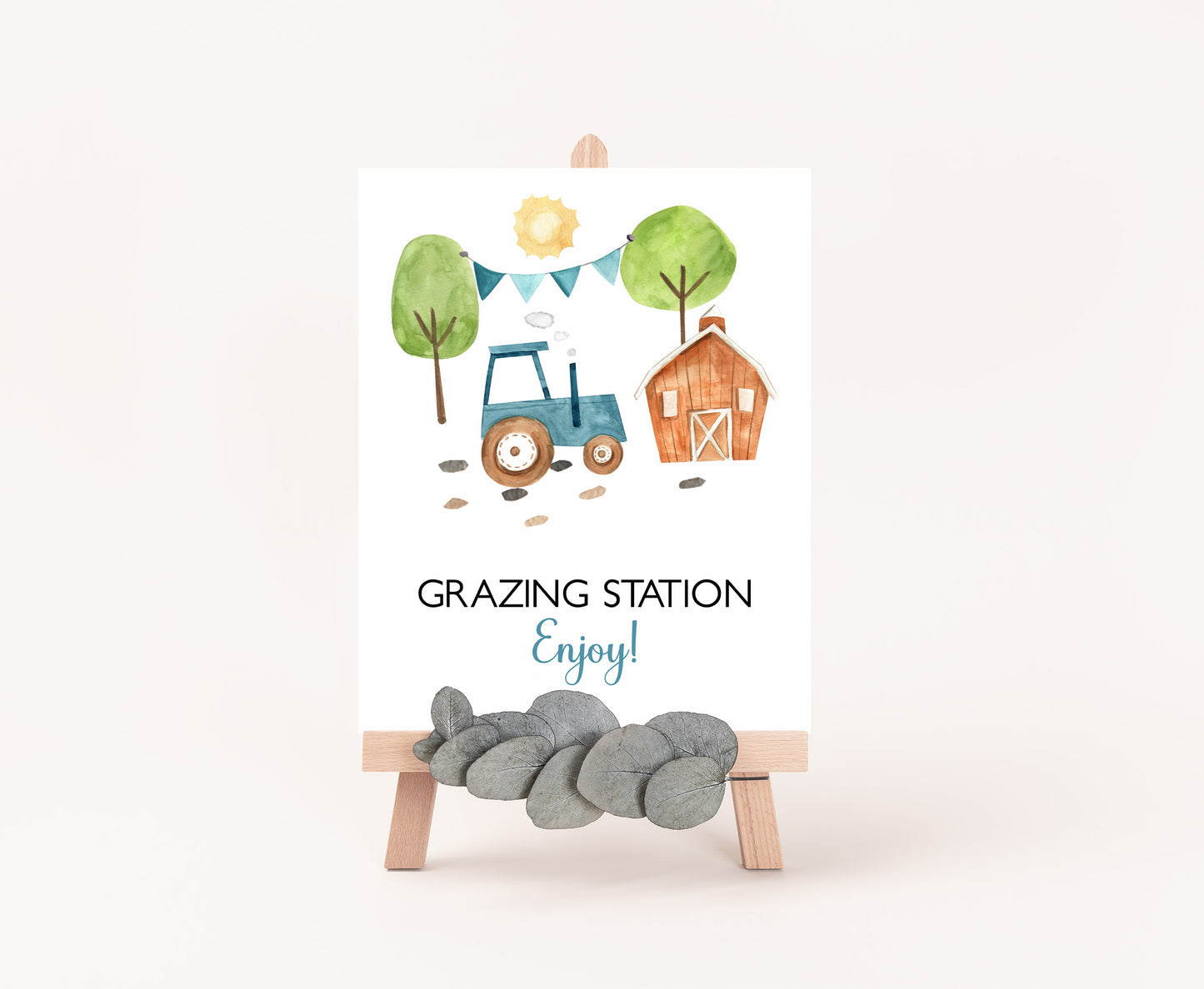 Tractor Grazing Station table Sign | Farm Party Decorations - 11F