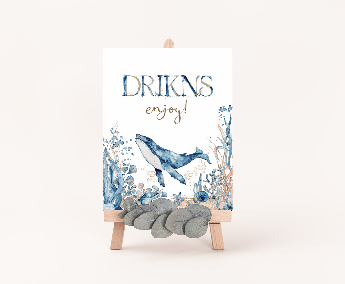 Whale Drinks Sign | Under the sea Themed Party Table Decorations - 44C