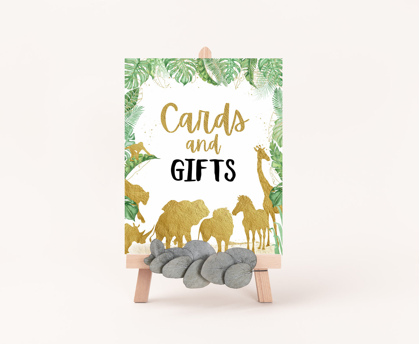 Safari Cards and Gifts Sign | Jungle Themed Party Table Decorations - 35K