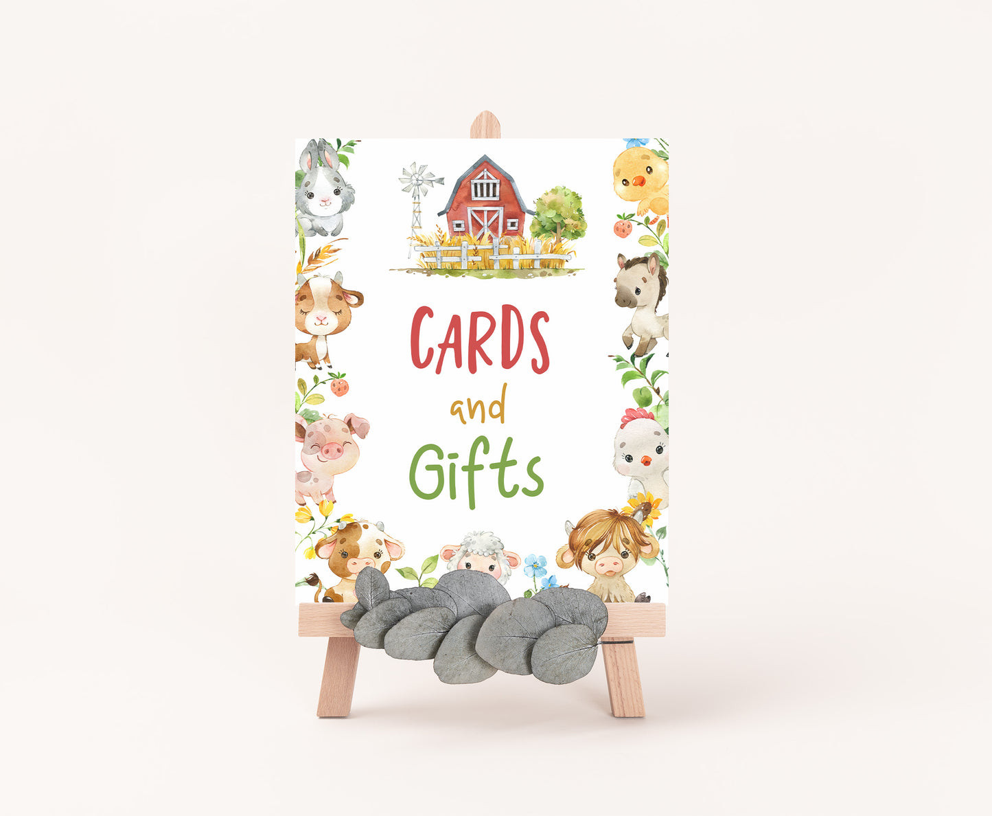 Cards and Gifts Sign Printable | Farm Party Table Decoration - 11d