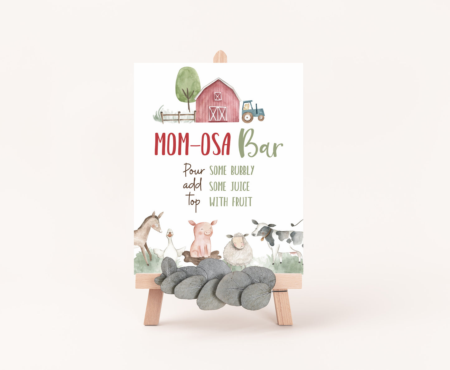 Momosa Bar Table Sign | Farm Party Decorations - 11B