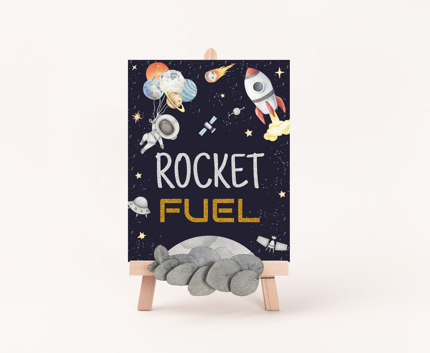 Space Rocket Fuel Sign | Astronaut Themed Party Table Decorations - 39C