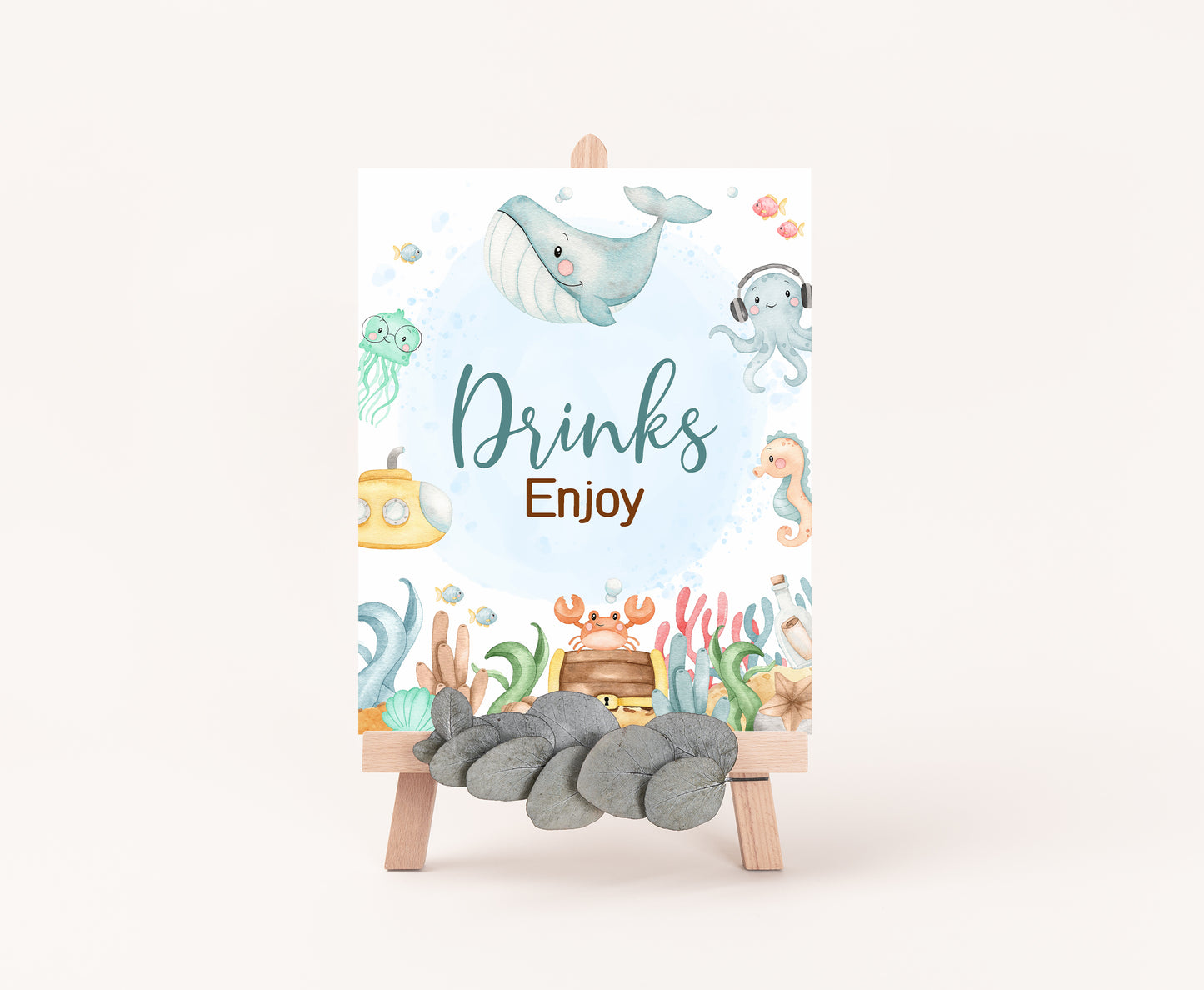 Under the Sea Drinks Sign | Ocean Themed Party Table Decorations - 44A