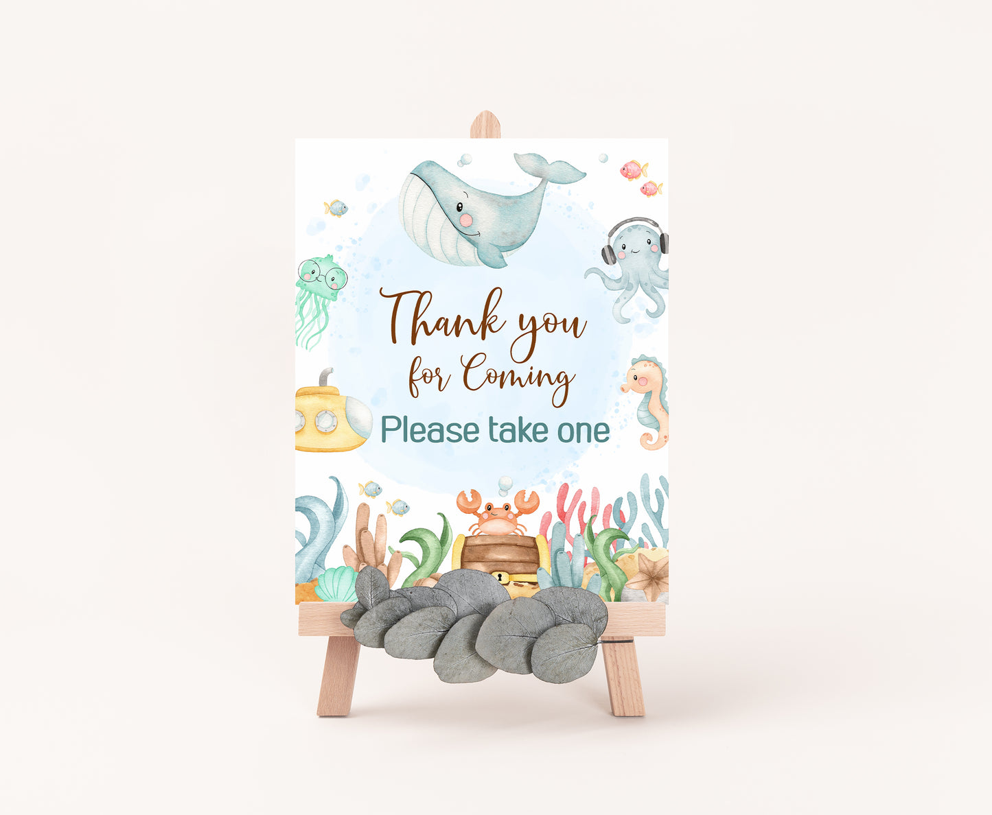 Under the Sea Thank you for Coming Sign | Ocean Themed Party Table Decorations - 44A