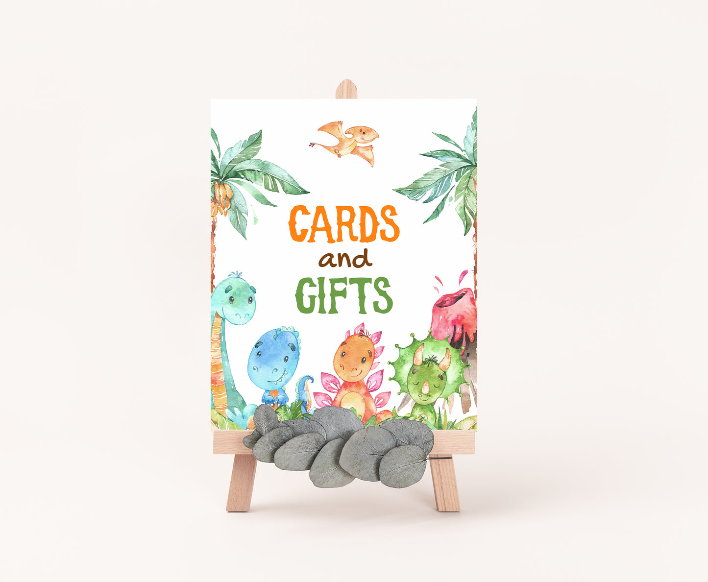 Dinosaur Cards and Gifts Sign | Dinosaur Themed Party Table Decorations - 08A