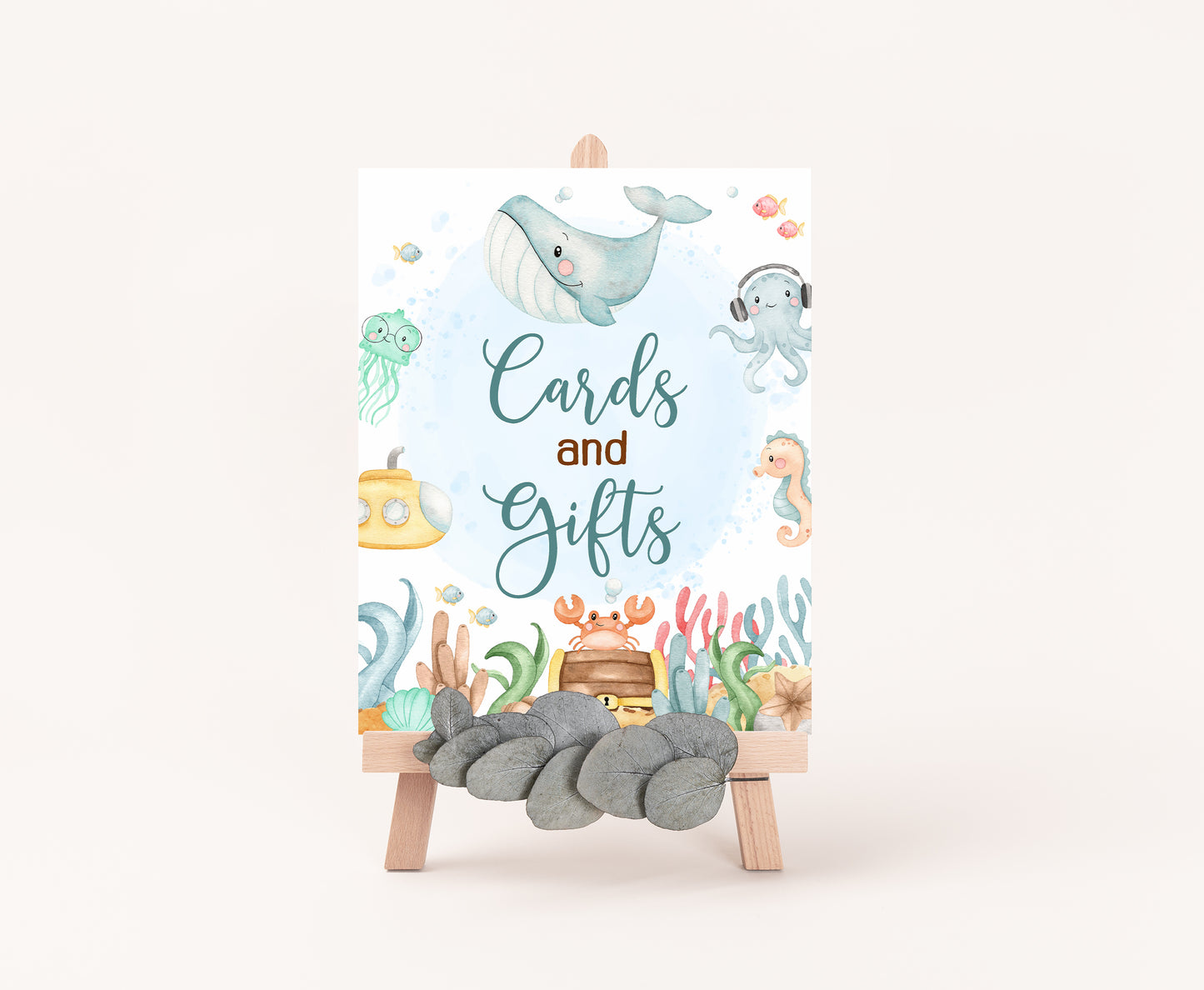 Under the Sea Cards and Gifts Sign | Ocean Themed Party Table Decorations - 44A