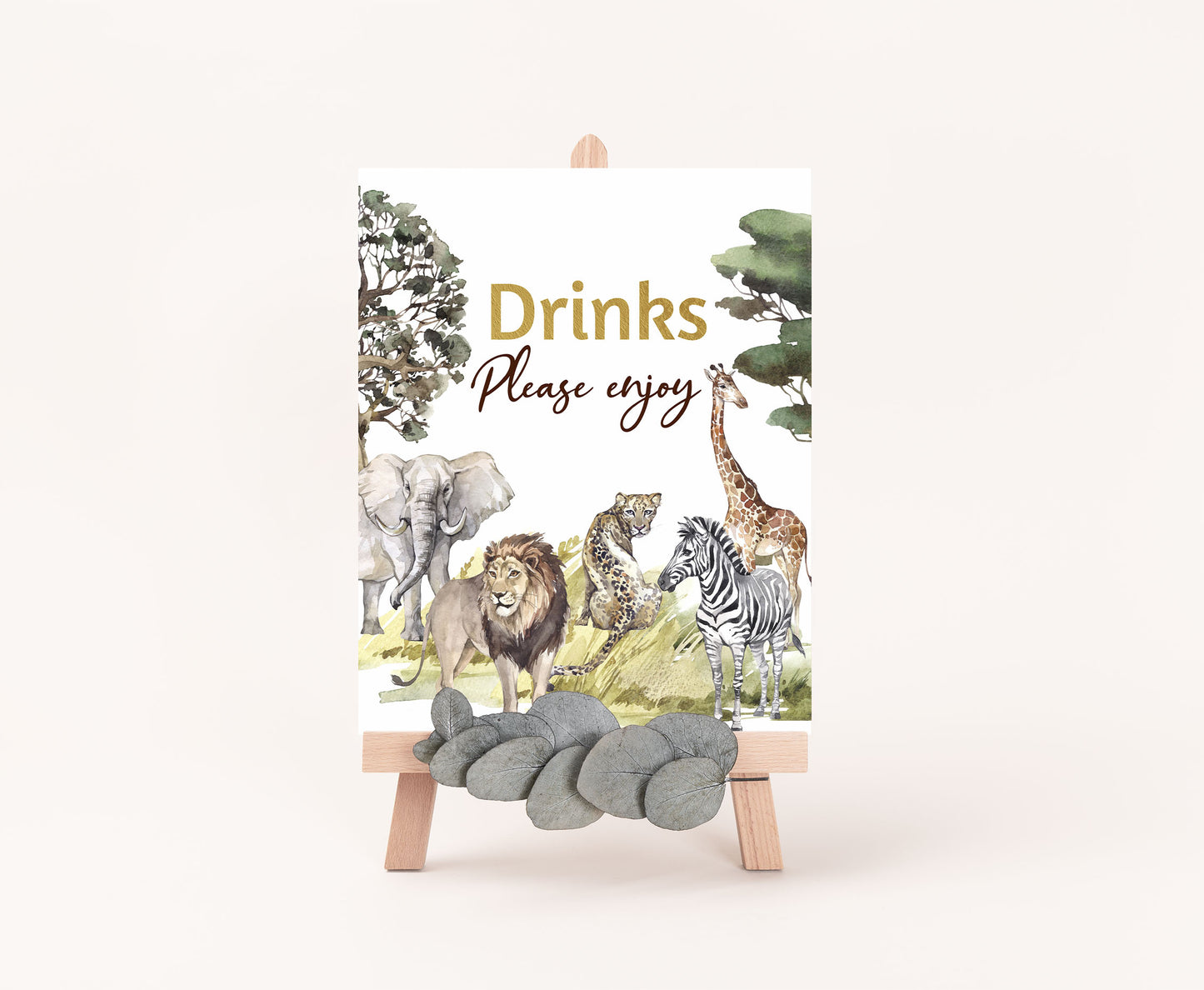 Safari Drinks please enjoy Sign | Jungle Themed Party Table Decorations - 35I