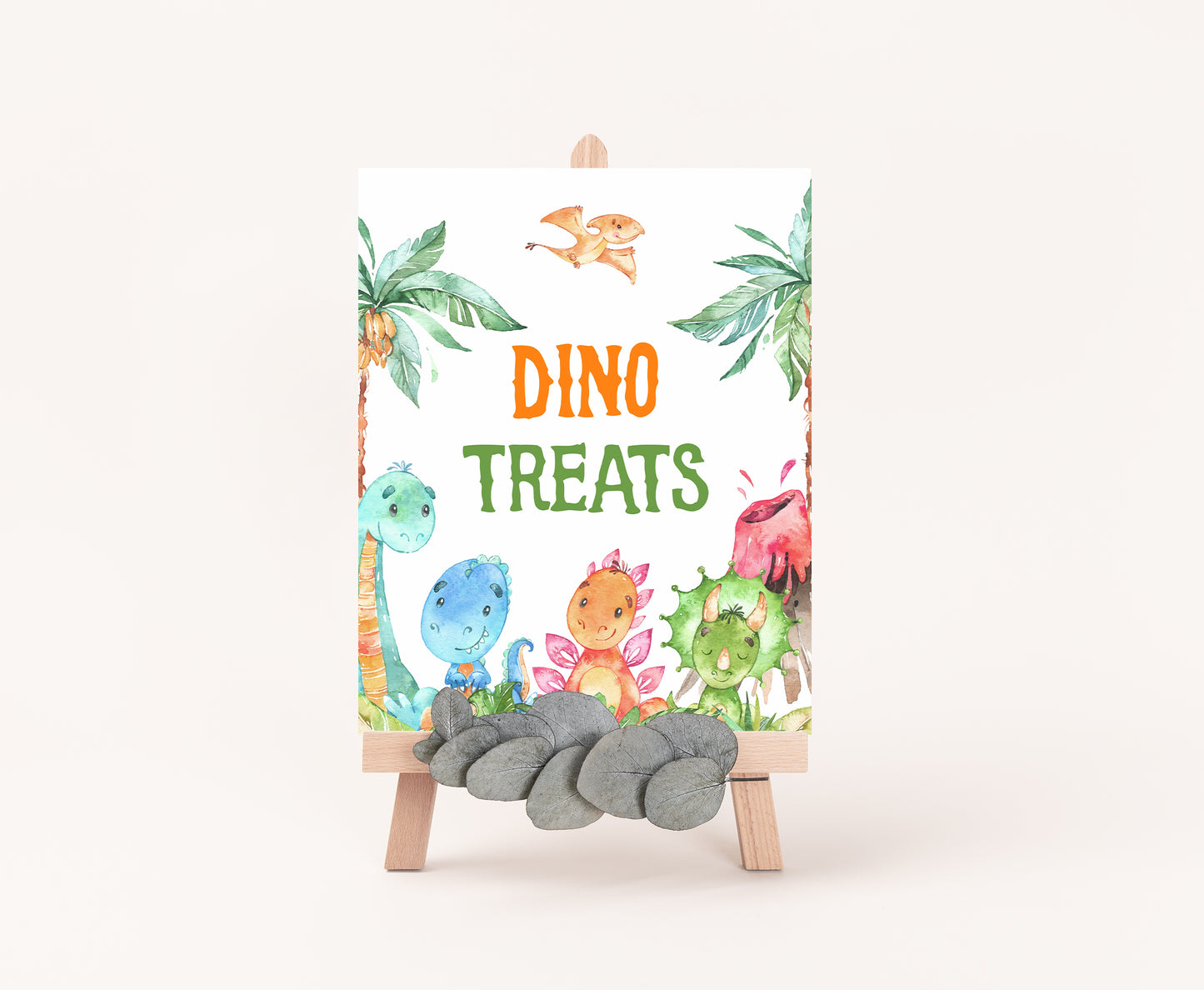 Dino Treats Sign | Dinosaur Themed Party Table Decorations - 08A