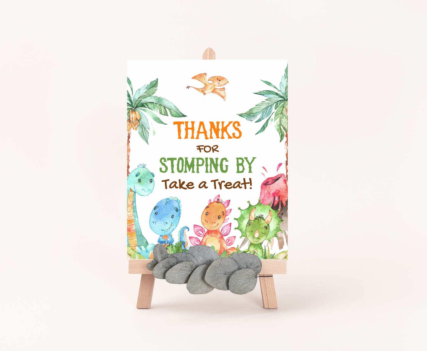 Dinosaur Thanks for Stomping Sign | Dinosaur Themed Party Table Decorations - 08A