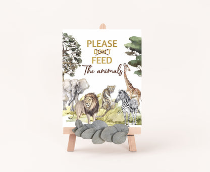 Safari Please Don't feed the animals table sign | Jungle Themed Party Table Decorations - 35I