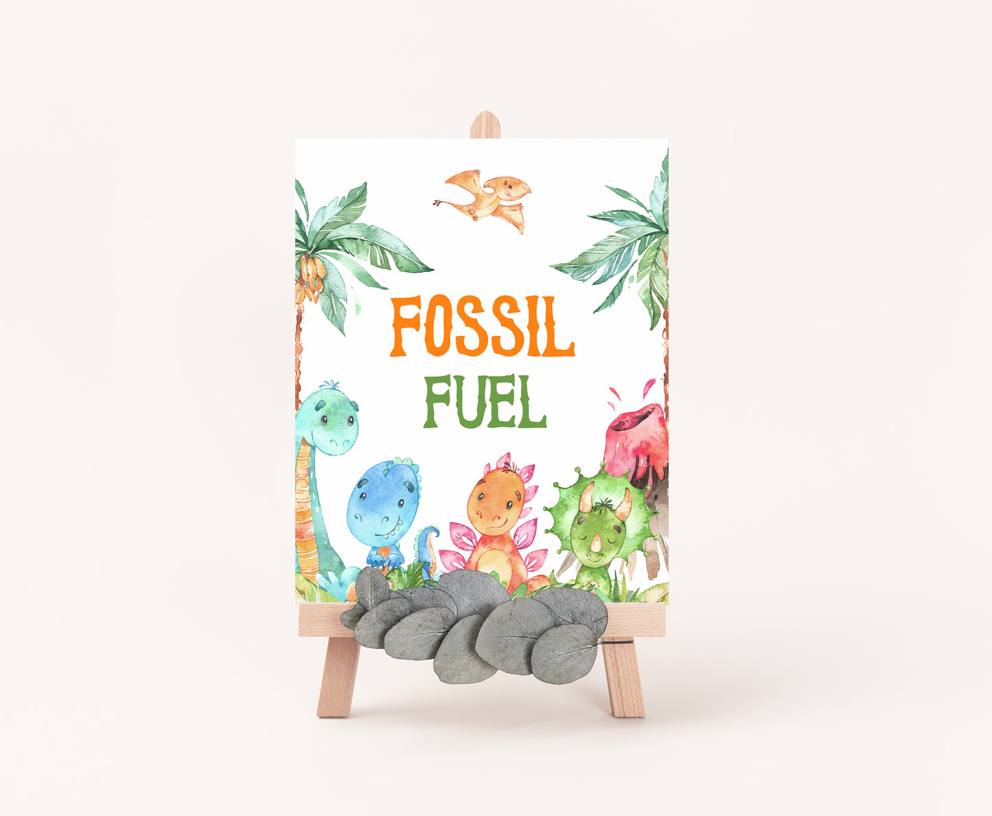 Dinosaur Fossil Fuel Sign | Dinosaur Themed Party Table Decorations - 08A