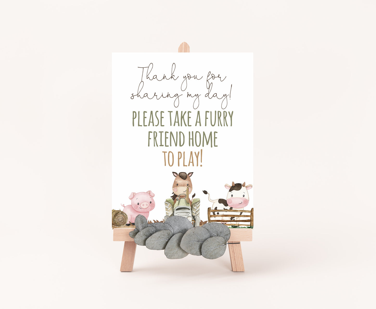 Thank you for sharing my day  Sign Printable | Farm Party Table Decoration - 11E