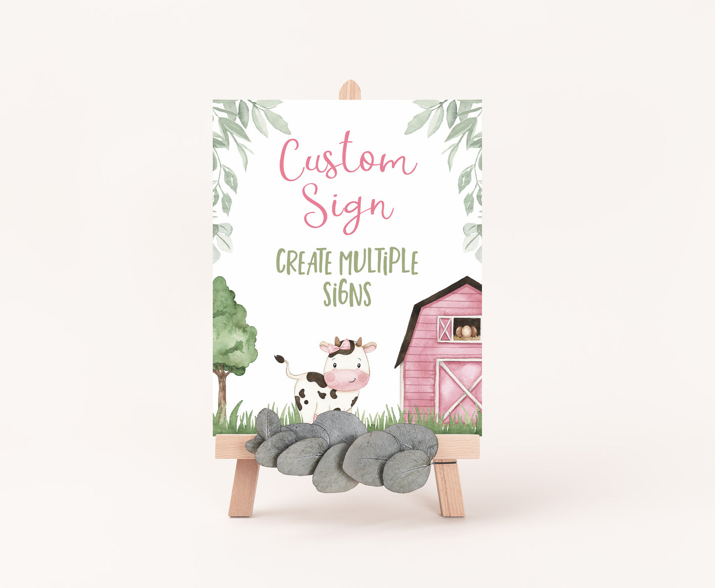 Custom Cow Table Sign | Farm Theme Party Decorations - 11A