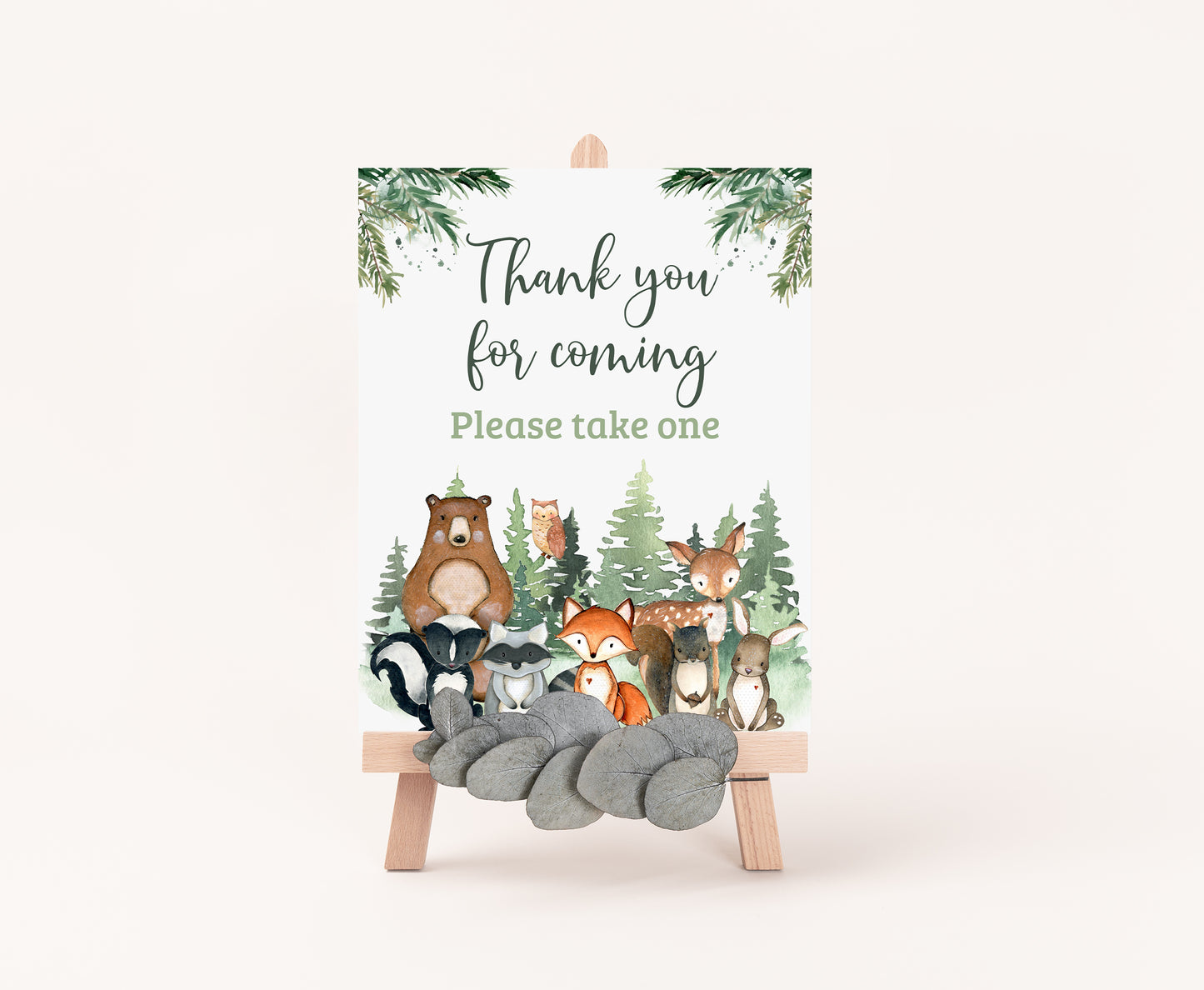 Woodland Thank You Sign | Forest Animals Party Table Decorations - 47J2