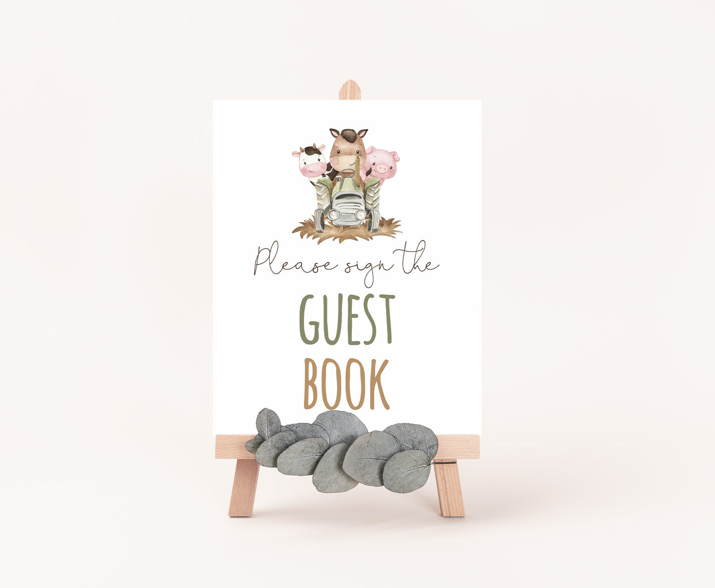 Guest Book Sign Printable | Farm Party Table Decoration - 11E