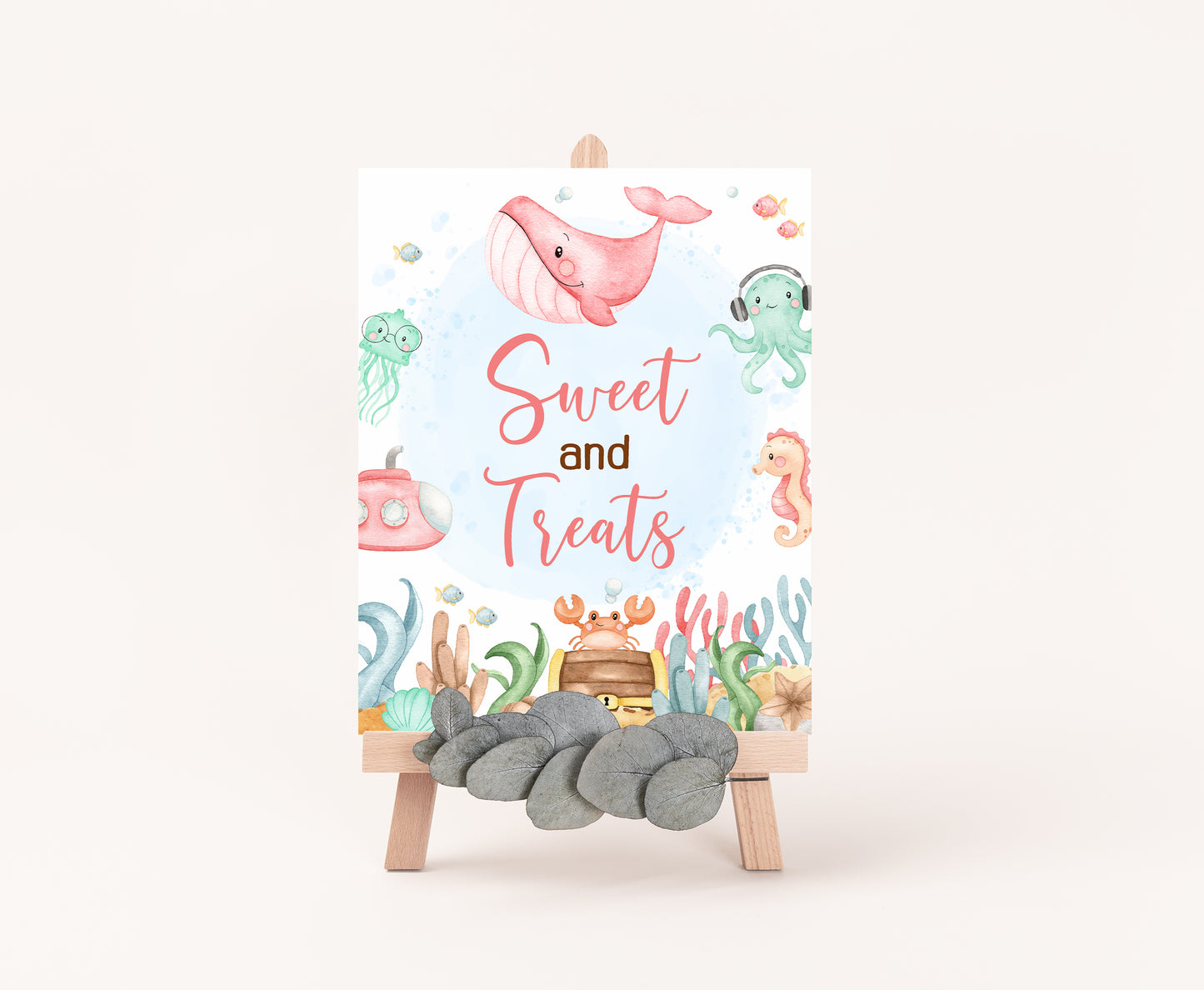 Girl Under the Sea Sweet and Treats Sign | Ocean Themed Party Table Decorations - 44A