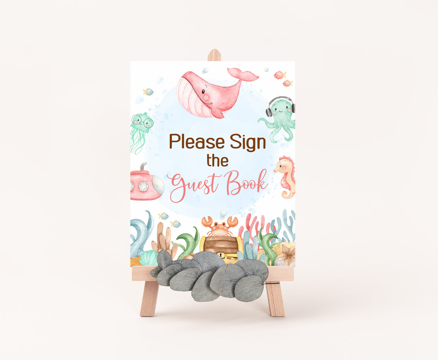 Girl Under the Sea Guest Book Sign | Ocean Themed Party Table Decorations - 44A