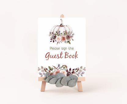 Fall Guest Book Sign | Pumpkin Themed Party Table Decorations - 30I