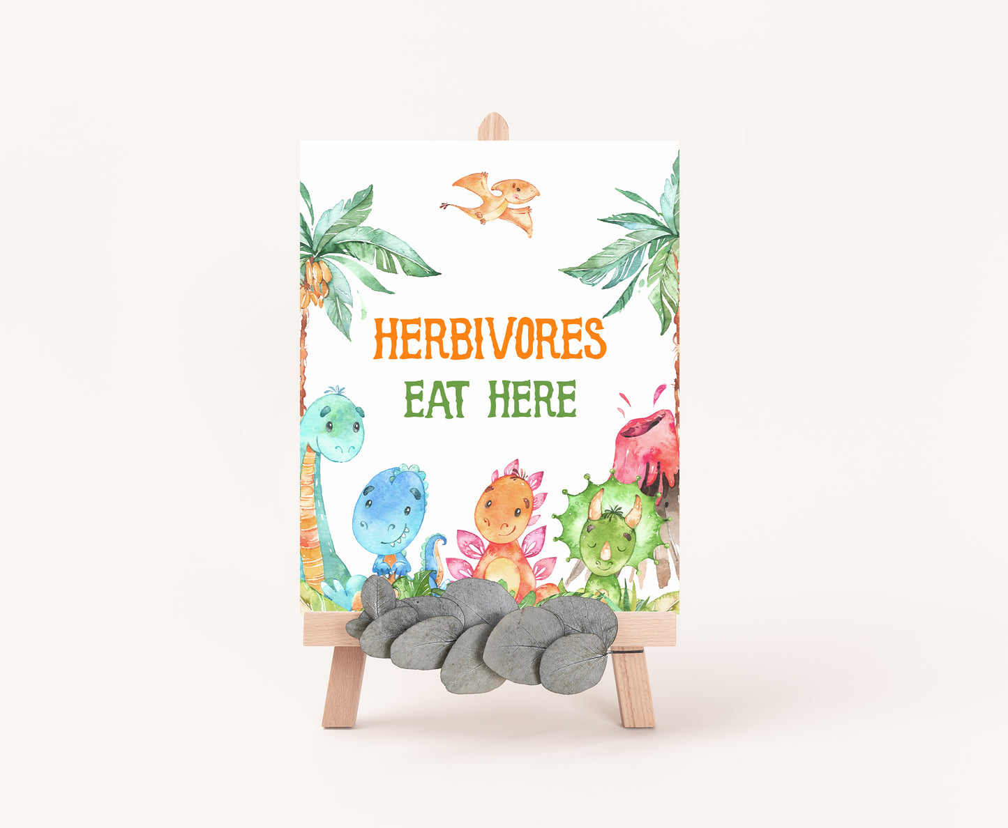 Dinosaur Herbivores Eat Here Sign | Dinosaur Themed Party Table Decorations - 08A