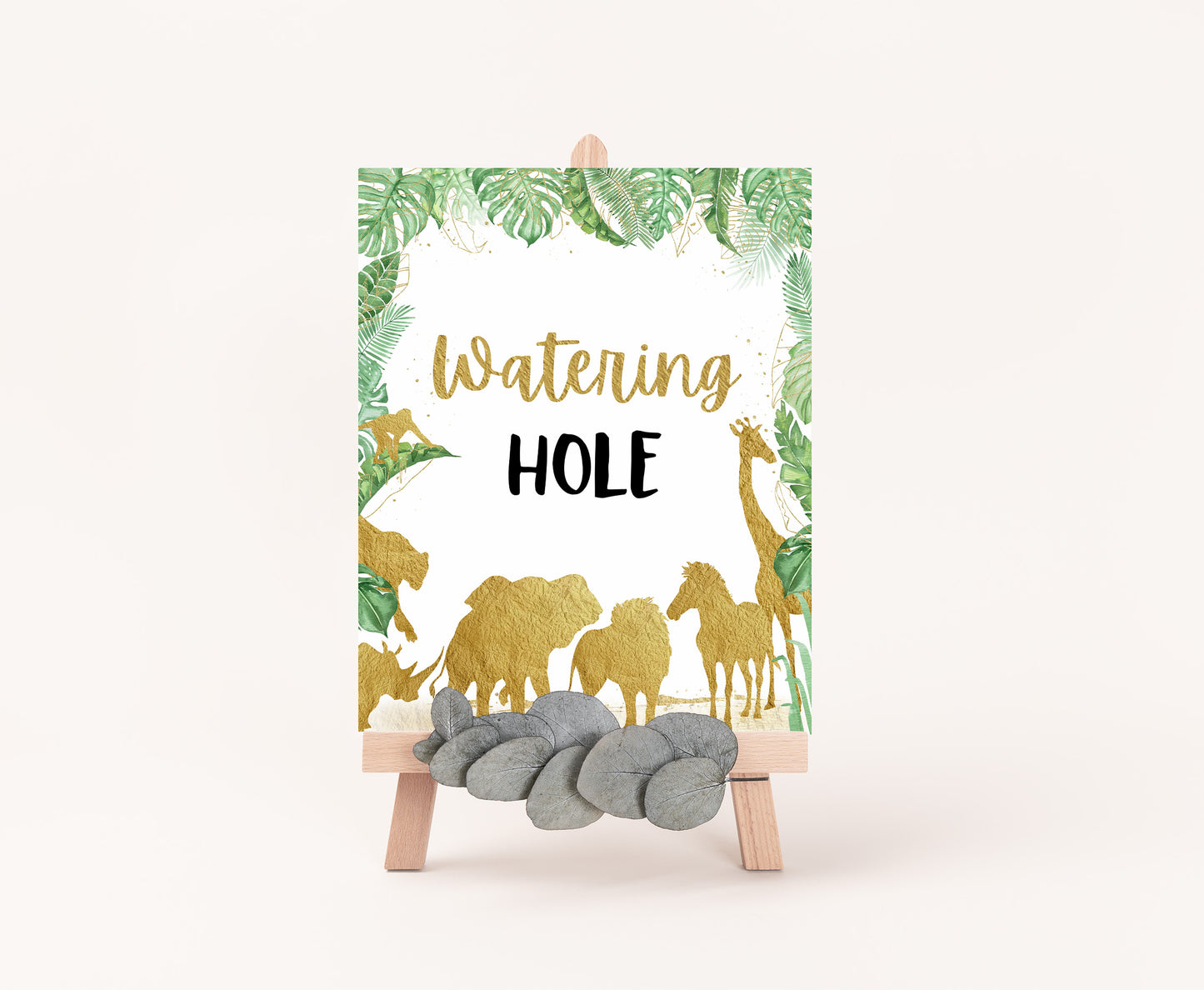 Safari Watering Hole Sign | Jungle Themed Party Table Decorations - 35K