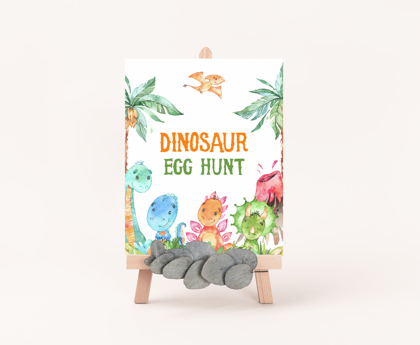 Dinosaur Egg Hunt Sign | Dinosaur Themed Party Table Decorations - 08A