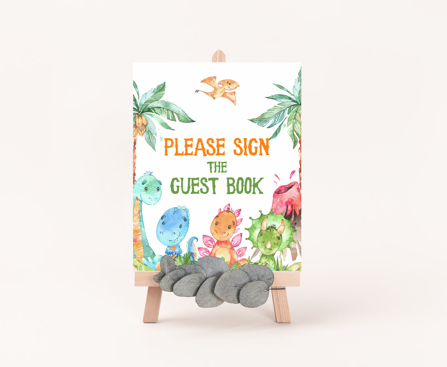 Dinosaur Please Sign the Guest Book | Dinosaur Themed Party Table Decorations - 08A