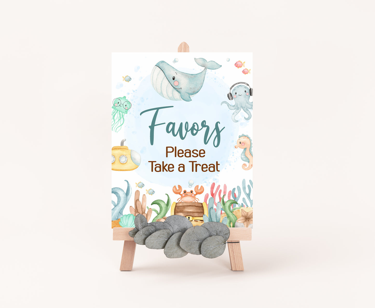 Under the Sea Favors Sign | Ocean Themed Party Table Decorations - 44A