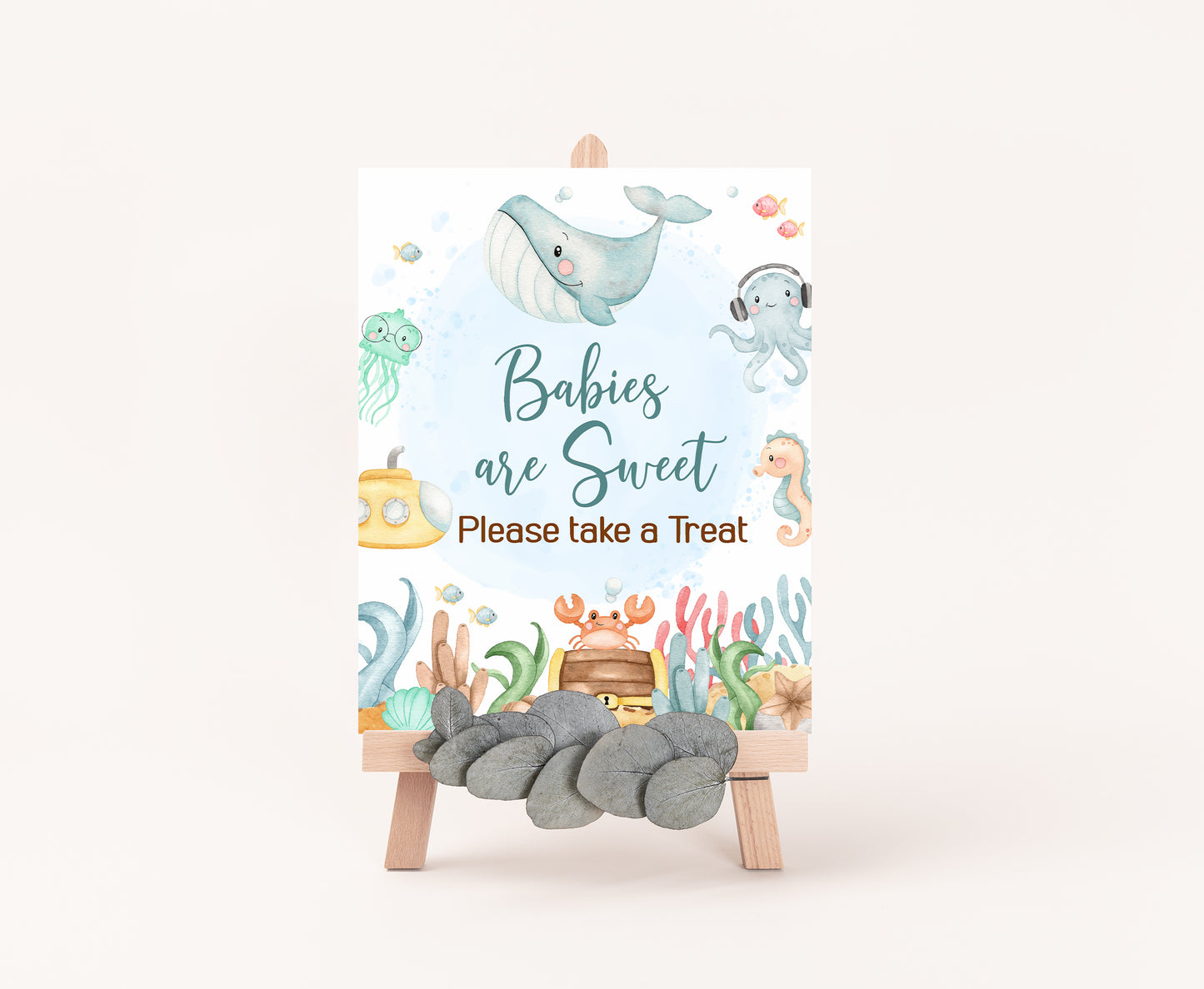 Under the Sea Babies are Sweet Sign | Ocean Themed Party Table Decorations - 44A