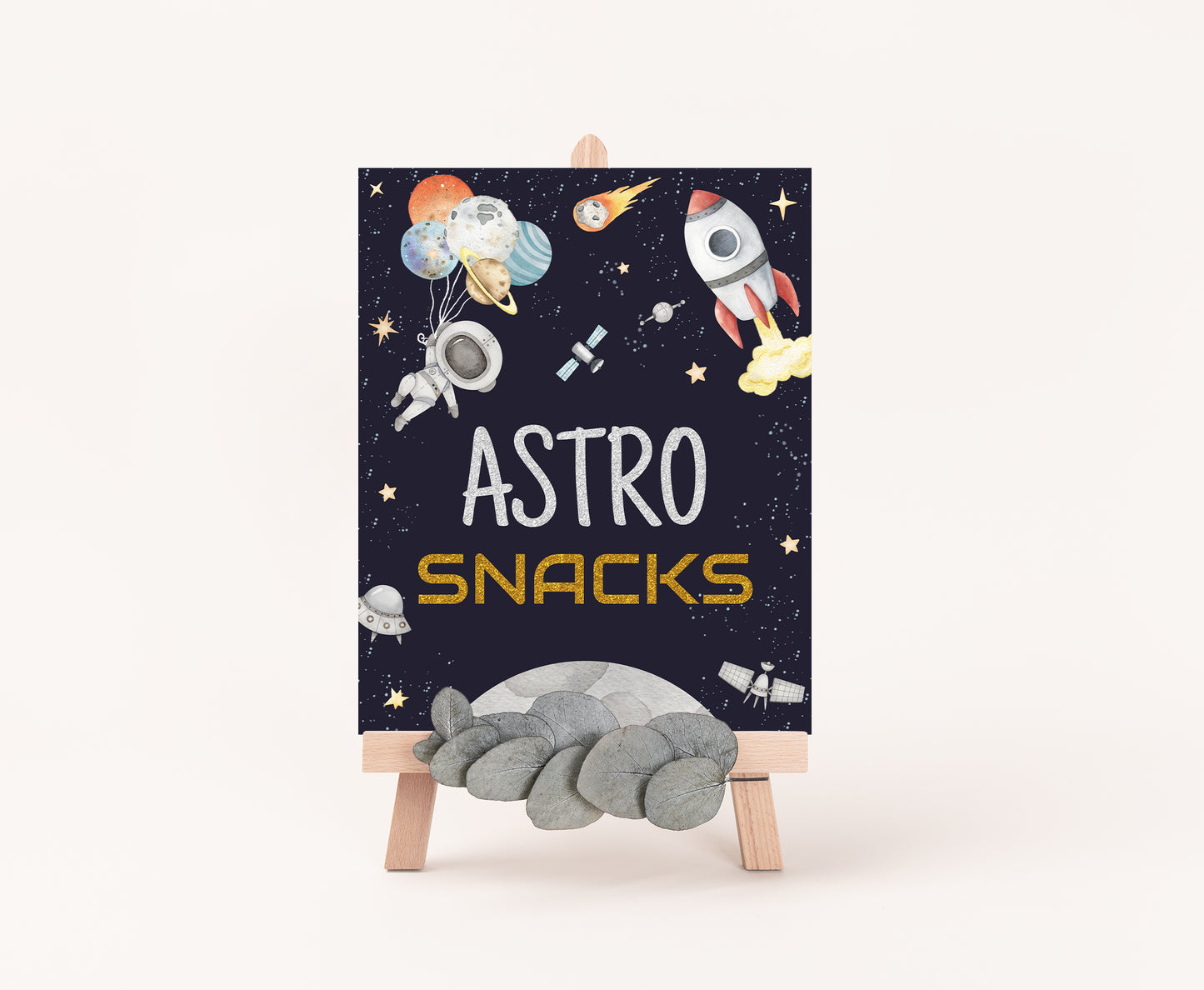 Astro Snacks Sign | Space Themed Party Table Decorations - 39C