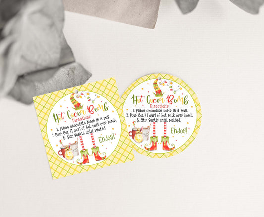 Elf Hot Cocoa Bomb Tags 2"x2" | Christmas Hot Chocolate Bomb Gift Tags-112