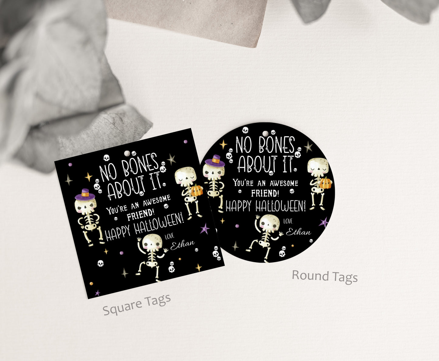 No Bones About it 2x2 Tags | Editable Halloween Gift Tags - 115