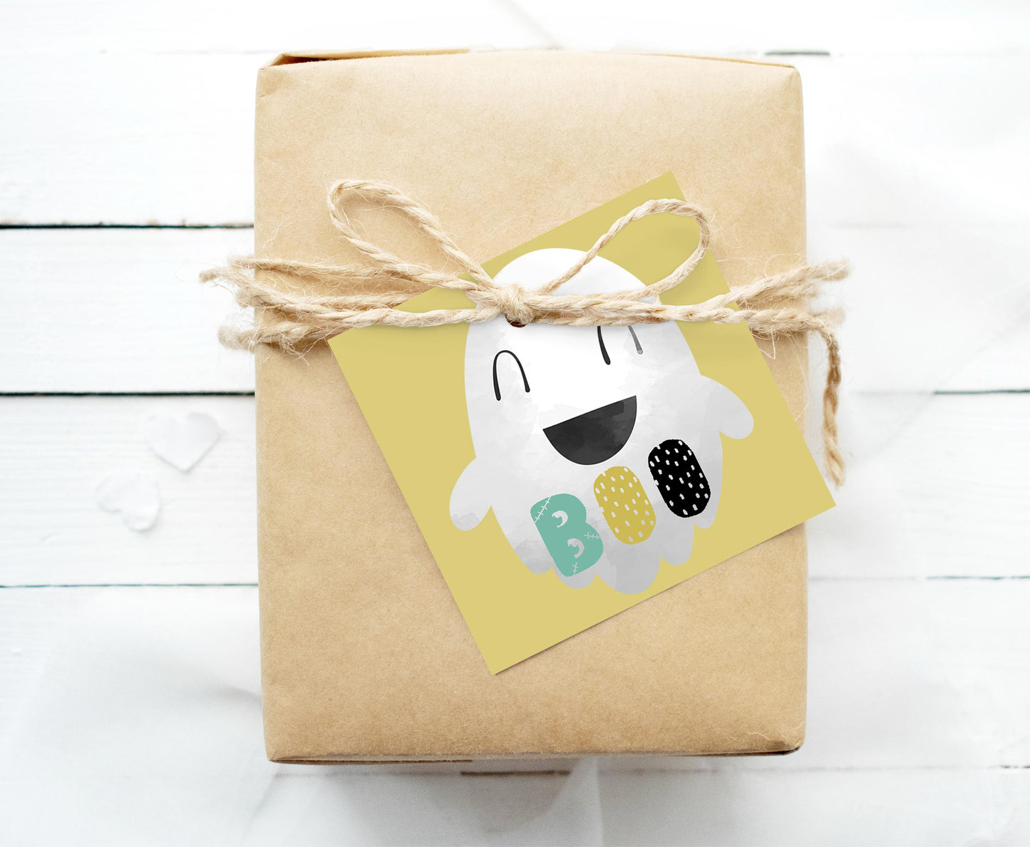 Boo Ghost Tags 2"x2" | Halloween Themed Party Decorations - 115