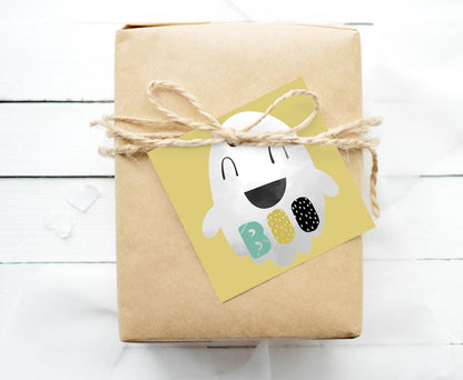 Boo Ghost Tags 2"x2" | Halloween Themed Party Decorations - 115