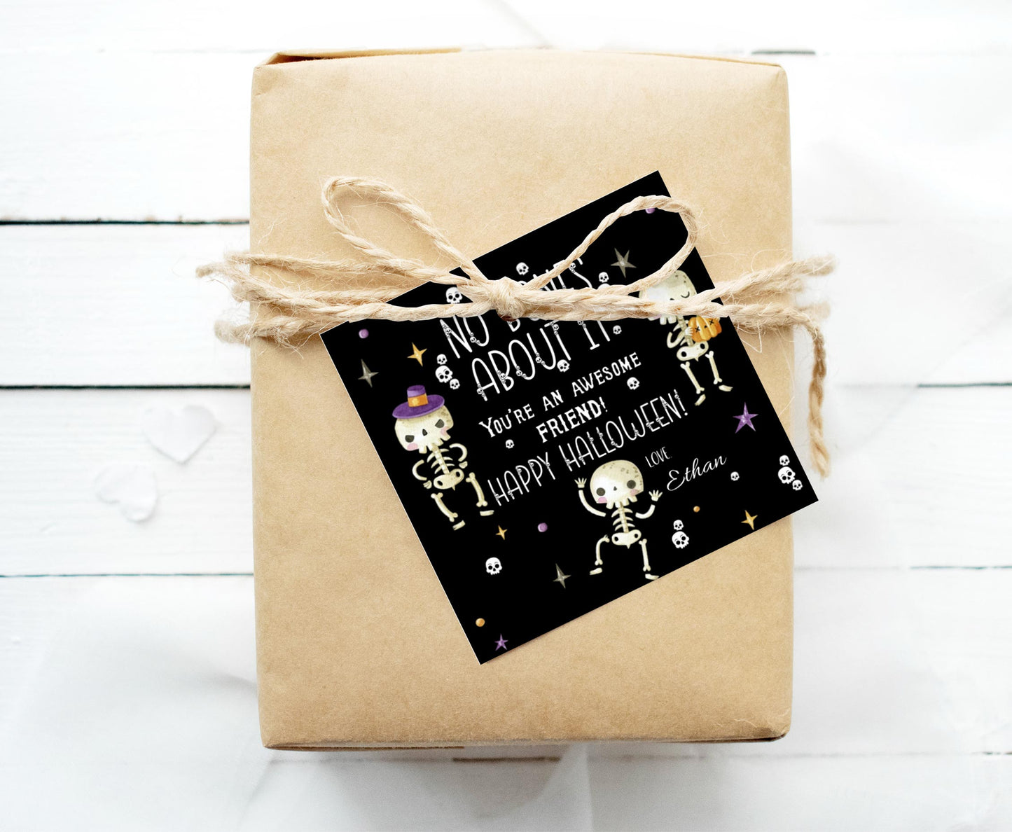 No Bones About it 2x2 Tags | Editable Halloween Gift Tags - 115
