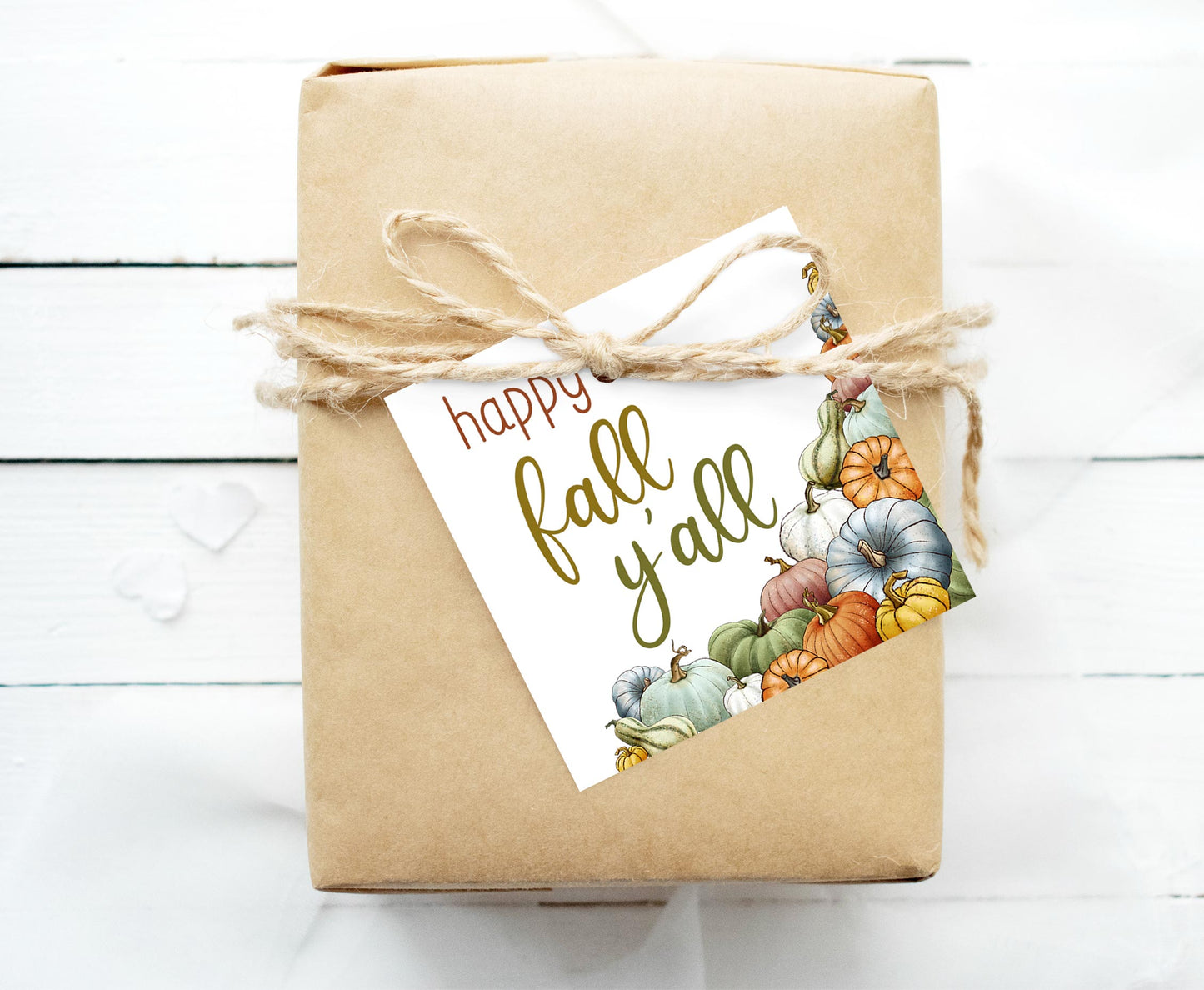 Happy Fall Yáll Tags 2"x2" | Fall Themed Party Decorations - 30