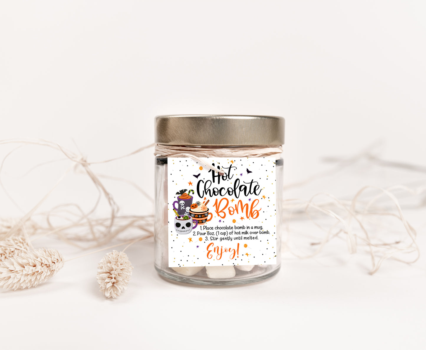 Hot Chocolate Bomb Tags 2"x2" | Halloween Favor Tags - 115