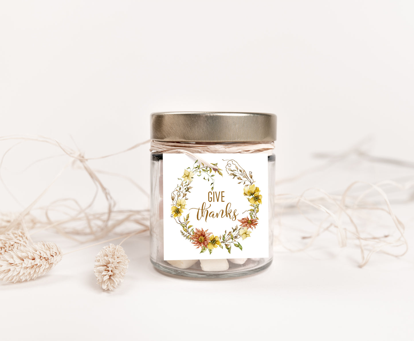 Give Thanks Tags 2"x2" | Thanksgiving Favor Tags - 118