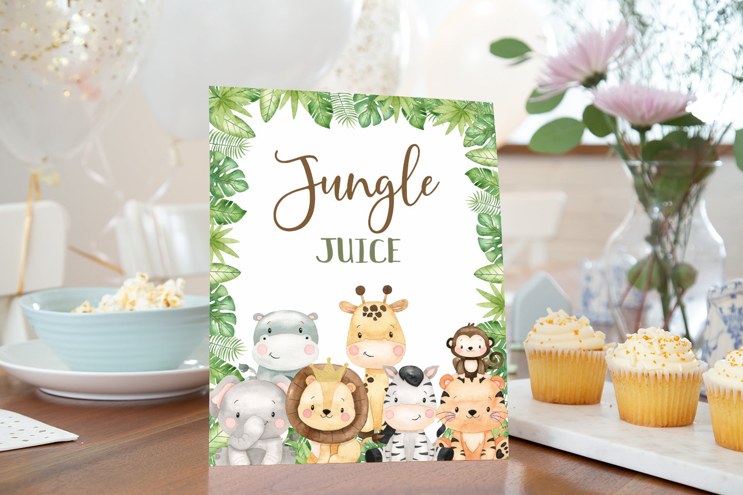 Jungle Juice Sign | Safari Animals Party Table Decorations - 35E