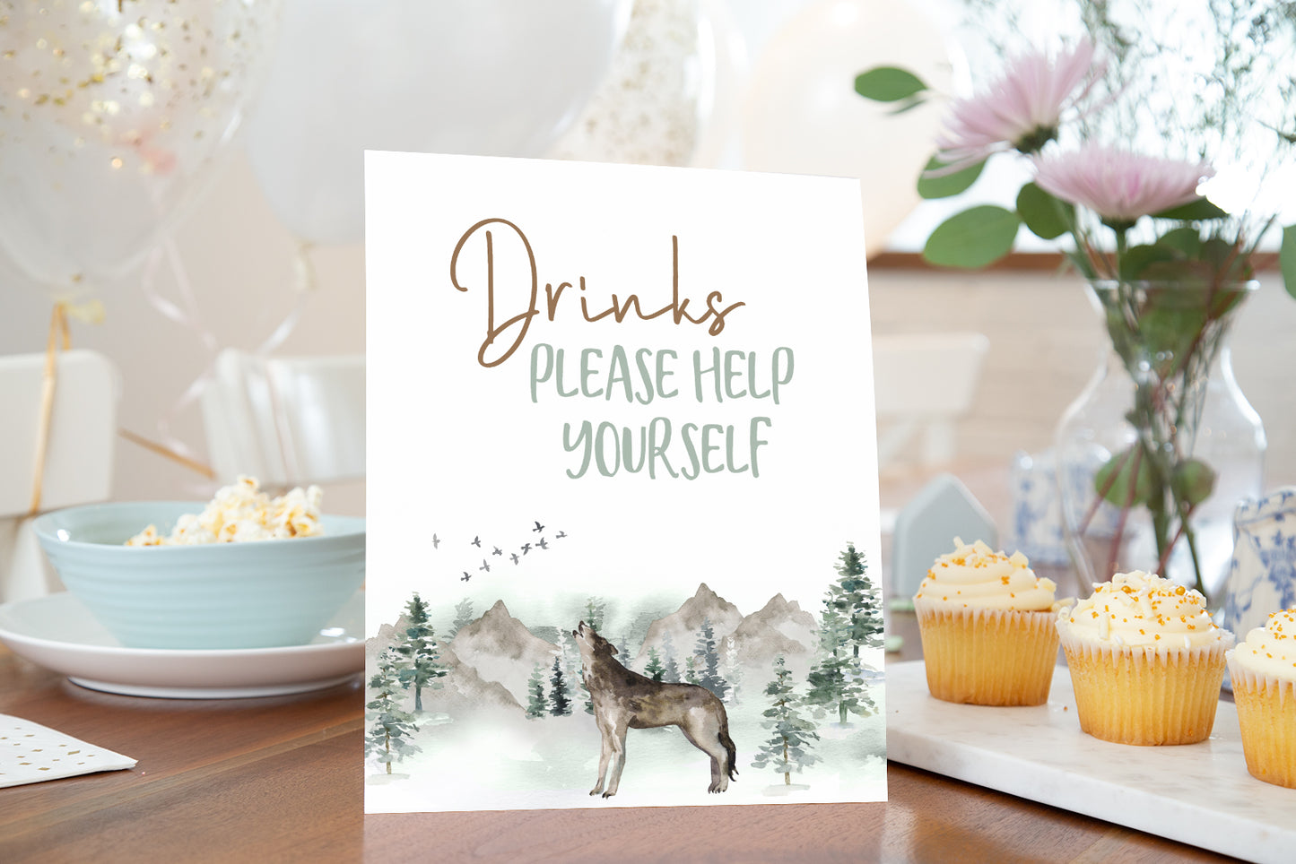 Woodland Drinks Sign | Forest Animals Party Decorations - 47H