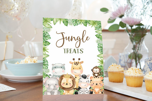 Jungle Treats Sign | Safari Animals Party Table Decorations - 35E