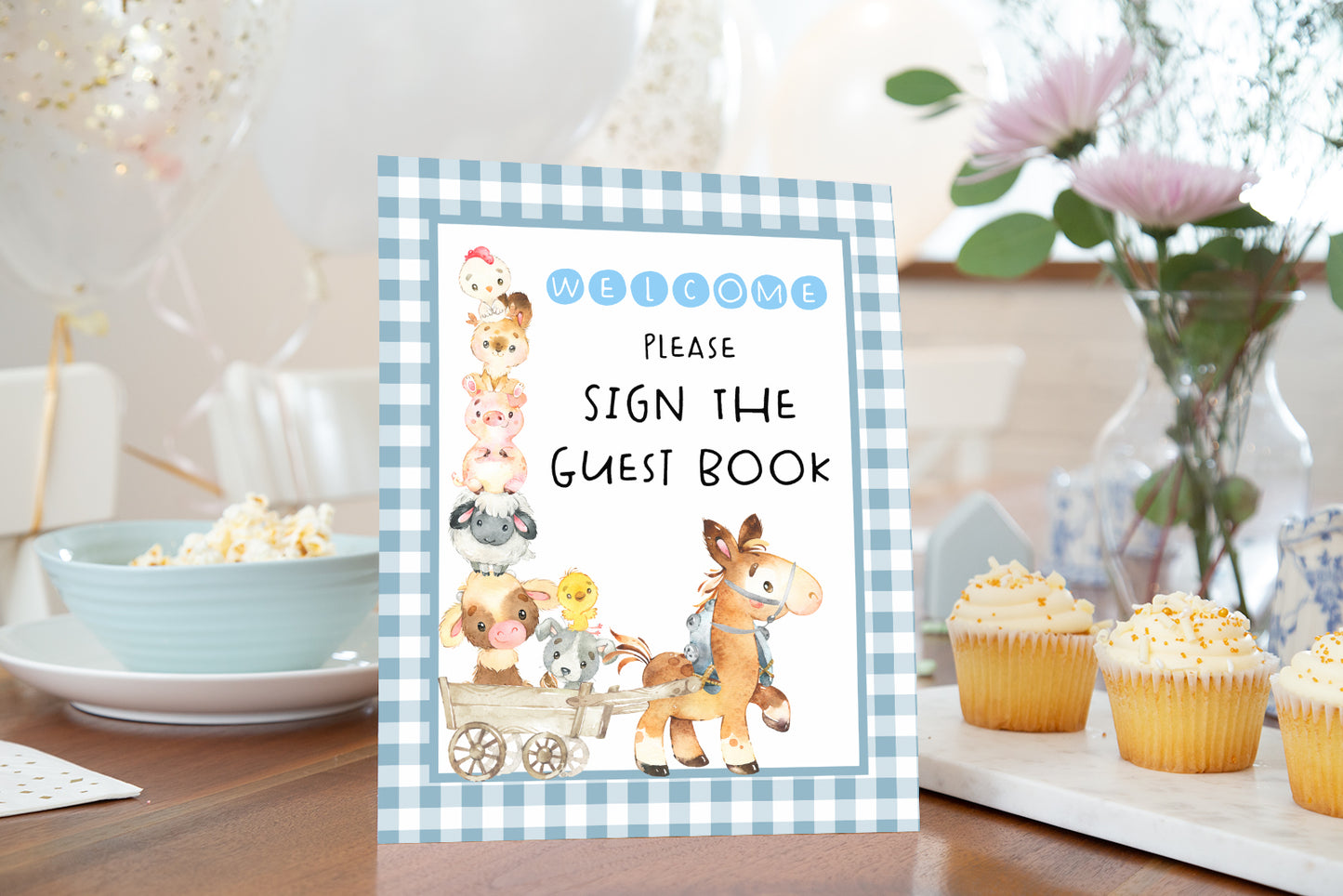 Farm Guest Book Sign | Farm Theme Party Table Decoration - 11C2