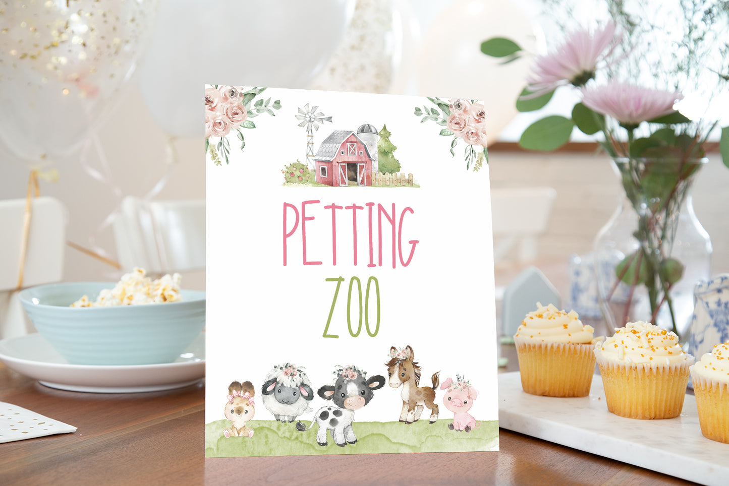 Petting Zoo Sign | Girl Farm Party Decorations - 11C1