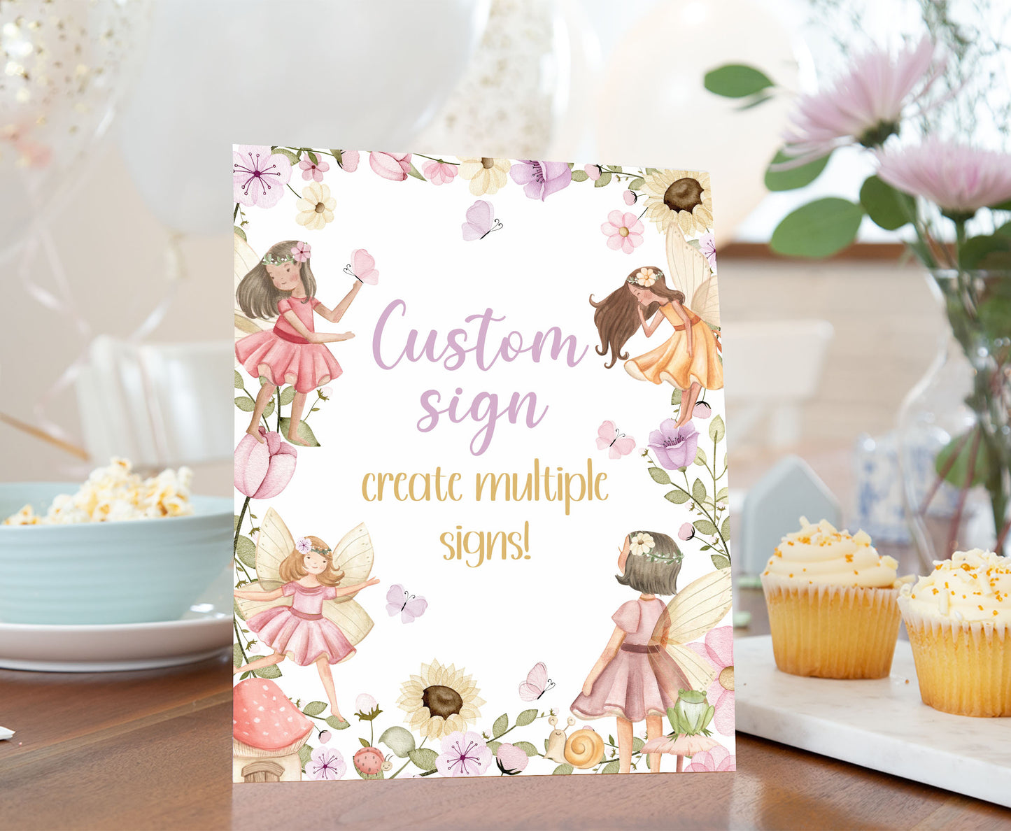 Custom Fairy Table Sign | FairyTheme Party Decorations - 10A