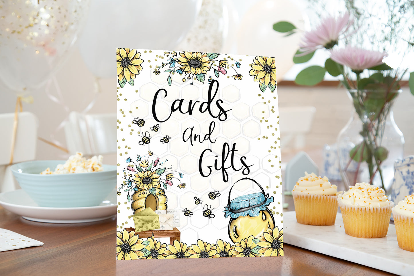 Bee Cards & Gifts Sign | Bee theme Party Table Decoration - 61A