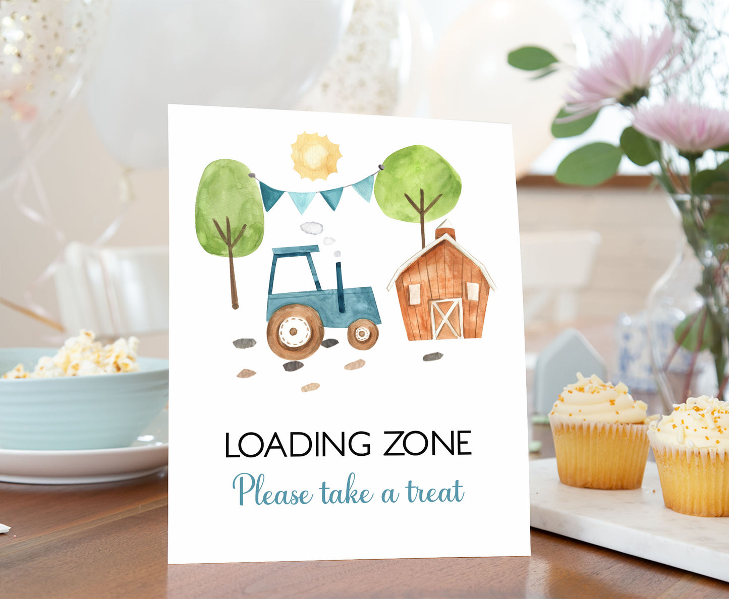 Tractor Loading Zone table Sign | Farm Party Decorations - 11F